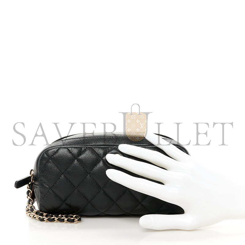 Ch**el caviar quilted toiletry case with chain black (18*10*10cm)